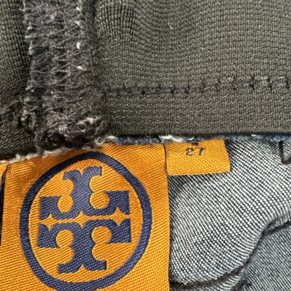 Tory Burch Denim Leggings Skinny Pull On Dark Wash Stretch Jeans Size 27